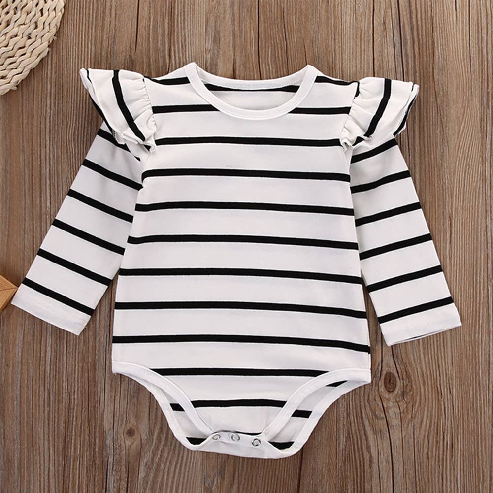 Fennco Styles - Wholesale Bodysuit (Non-Footed) - Baby - Black Stripes White Baby Bodysuit2