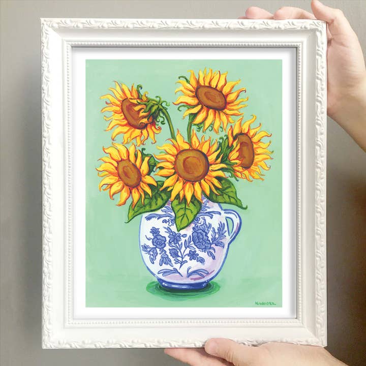 Sunflower Vase Floral Art Print for wholesale by Natalie Walser