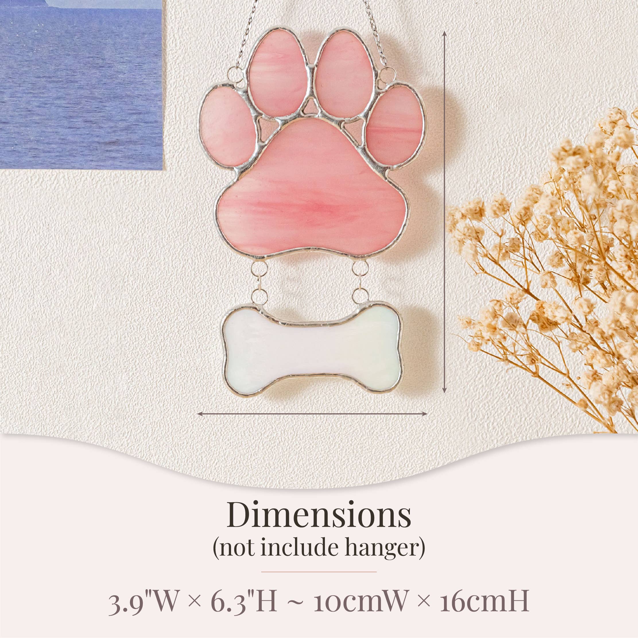 MondoBellissimo - Vente Attrape-soleil - Attrape-soleil commémoratif patte d'animal en vitrail Q192