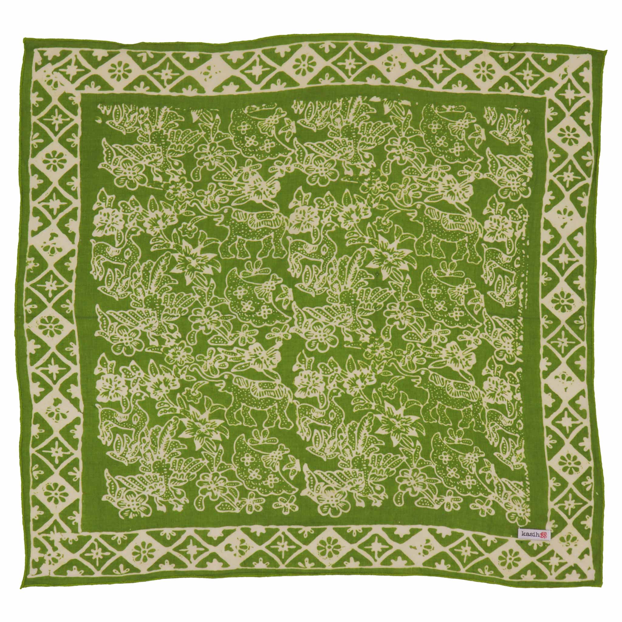 Kasih Co-op - Wholesale Bandana - Women's - Hand Dyed Batik Bandana, 100% Soft Cotton, Green Serenity1