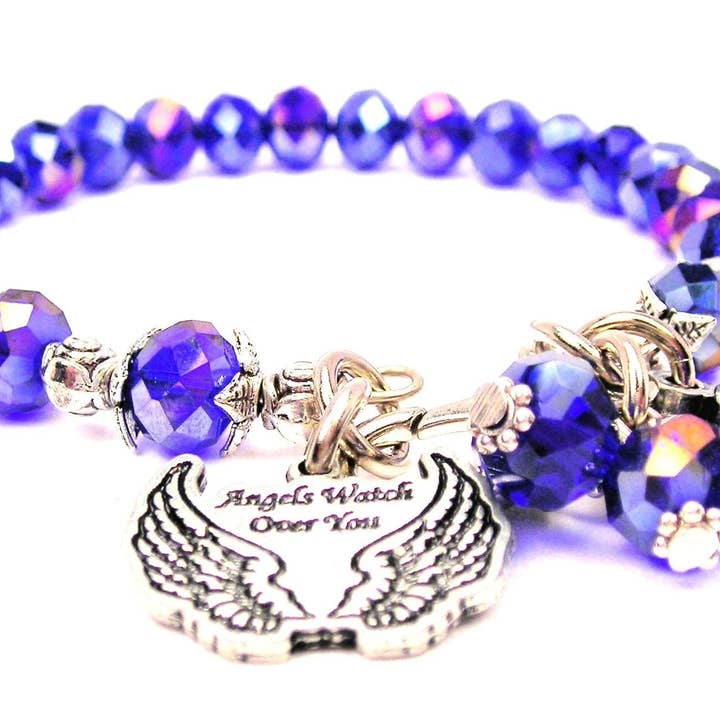 Gli angeli guardano su di te con ali spruzzate di cristallo di colore per la vendita all'ingrosso da parte di Chubby Chico Charms