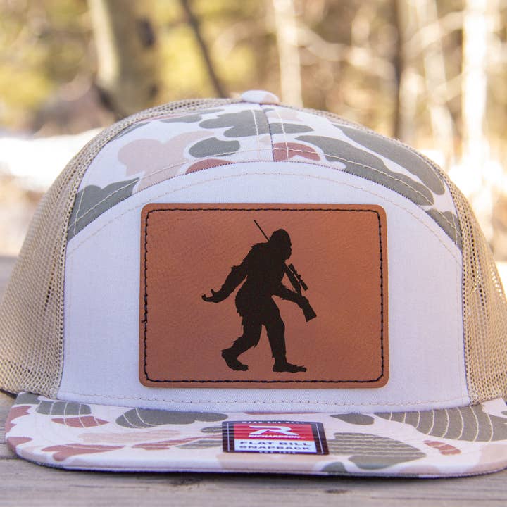 Sasquatch Hunting Camo Snapback 7 Panel Hat for wholesale by Hinterland Outdoors