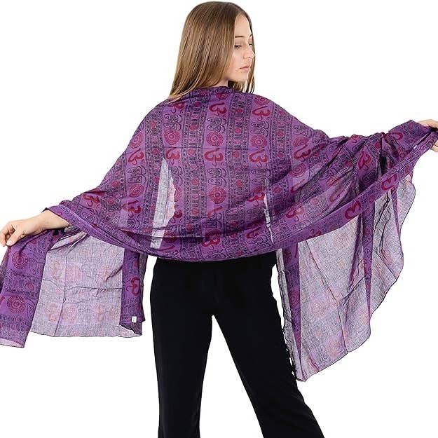 OM Mantra Scarf Prayer Shawl Casual Yoga Wear- Block Print and other Purchase Wholesale meditation shawl. Free Returns & Net 60 Terms on Faire trending on Faire.
