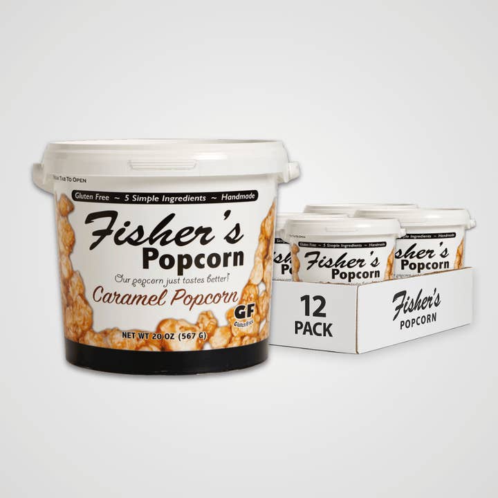 Large 20oz Tub Caramel Popcorn for wholesale by Fisher's Popcorn