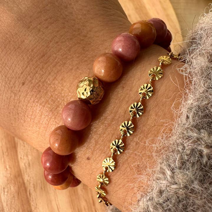Bracelet chaine maillon strié pour la vente par Perles & Pinpin