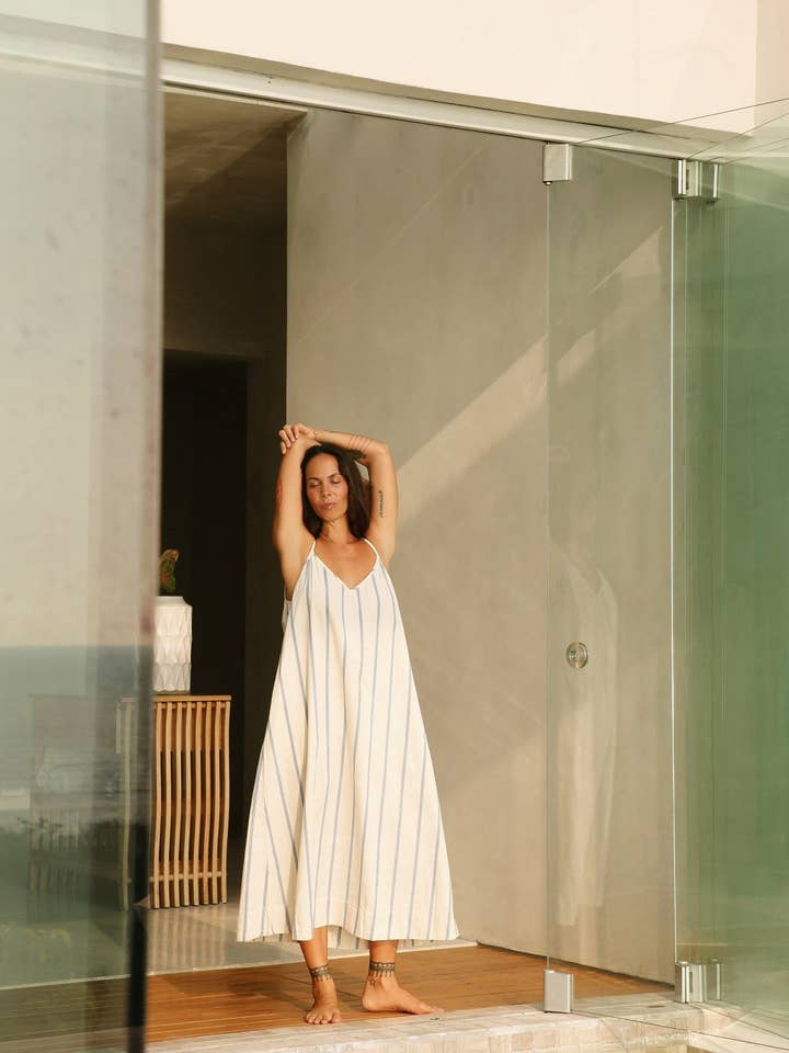ecru blue moonless sunlight dress stripe for wholesale on Faire