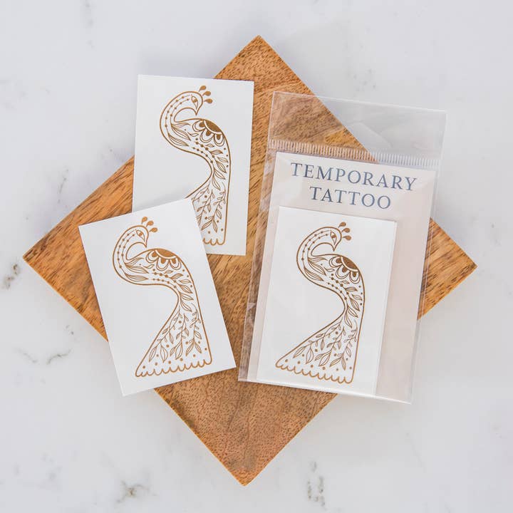 Amicreative - Wholesale Temporary Tattoo - Temporary Tattoo - 3" Metallic Peacock