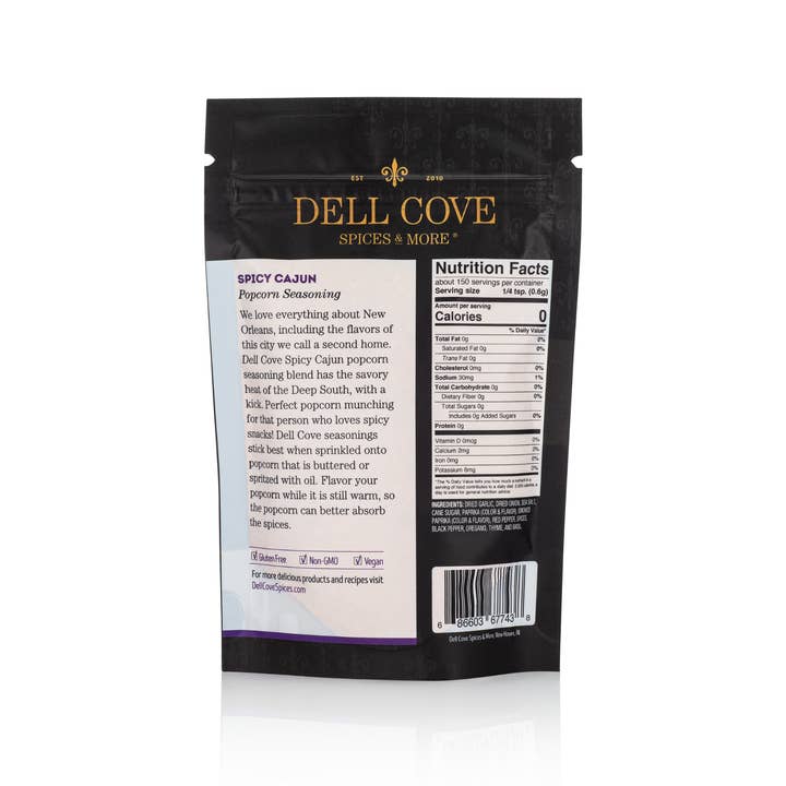 Dell Cove Spices & More Co. - Wholesale Gedroogde kruidenmix - Pittige Cajun Popcorn Kruiden - NOLA New Orleans Louisiana