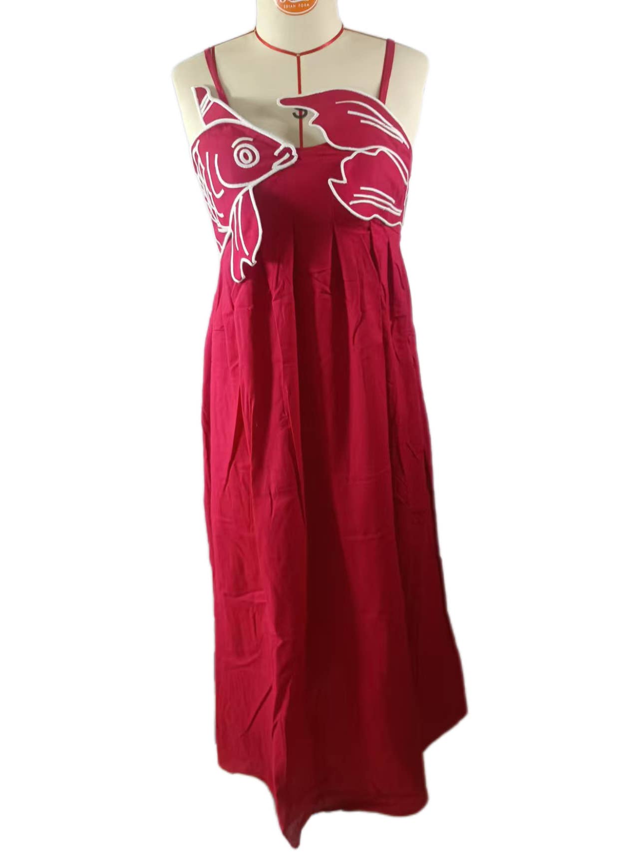 Rosa Clothing - Wholesale Dress - Women's - Vivid goldfish embroidered strappy maxi dress9