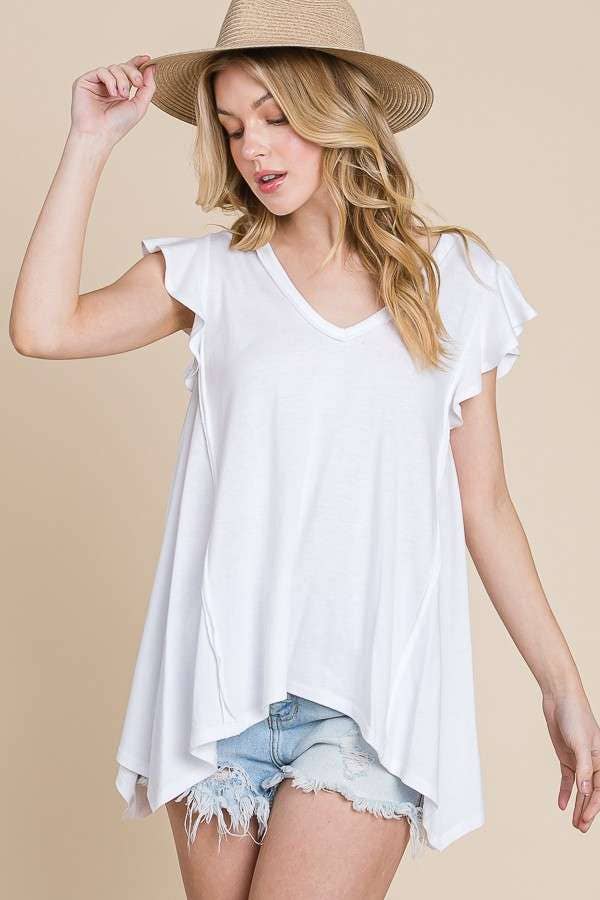 Culture Code - Wholesale Tunic - Women's - CJT1516 - PLUNGE V-NECK UNEVEN HEM TOP17