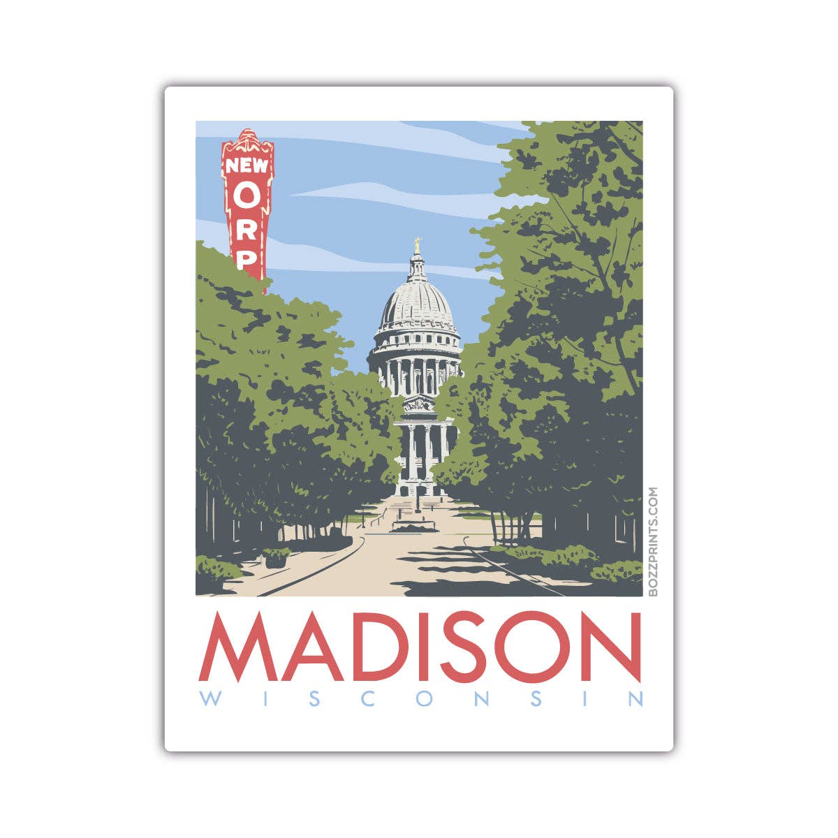 Bozz Prints - Wholesale Sticker - Madison Capitol State Street Sticker/Magnet0