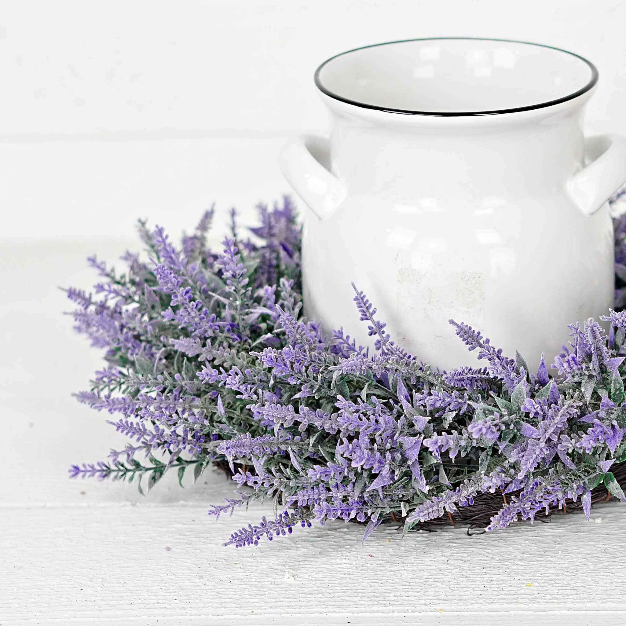 Impressive Enterprises, Inc. - Wholesale Artificial Flowers - 35101- 12in(4) Twig Wreath-Flocked French Lavender2