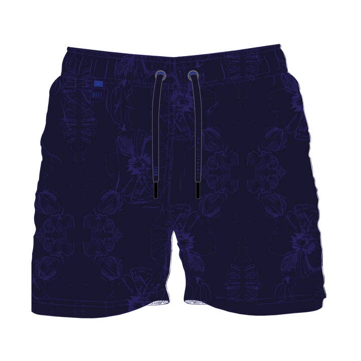 GUADELOUPE BOXER BLUE FLOCK BLUE FLOWER for wholesale by MOVE beachwear