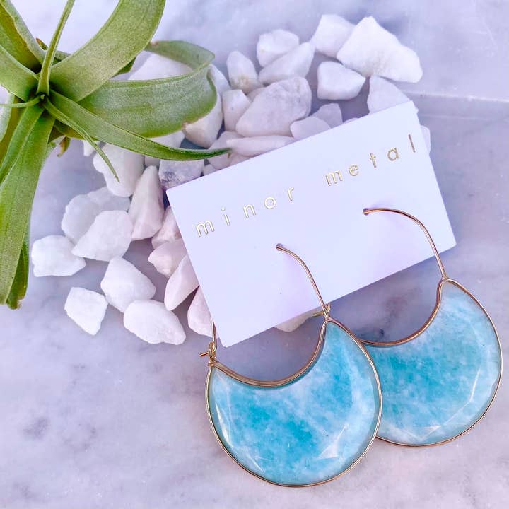 aquamarine hoop earrings for wholesale by minor metal jewelry
