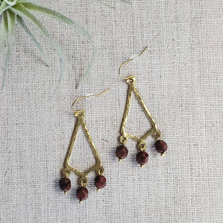 Pendientes Nova - Obsidiana caoba para venta al por mayor de MAJ