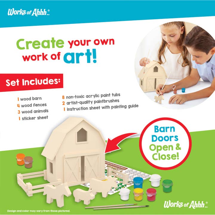 Masterpieces Puzzles - Wholesale DIY Craft Kit - Kids - Country Farm Wood Paint Set