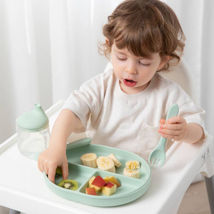 Living Textiles - Wholesale Feeding set – Baby - Silicone Feeding Set- Light Sage3