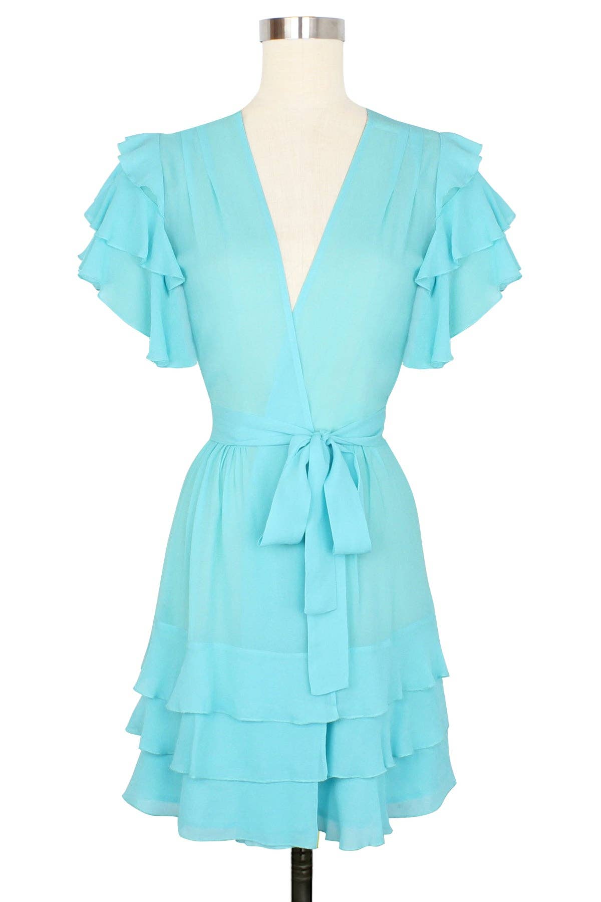 TRASHY DIVA - Wholesale Robe - Women's - Cha-Cha Ruffle Robe - Bright Aqua - Glam Glam Boudoir1