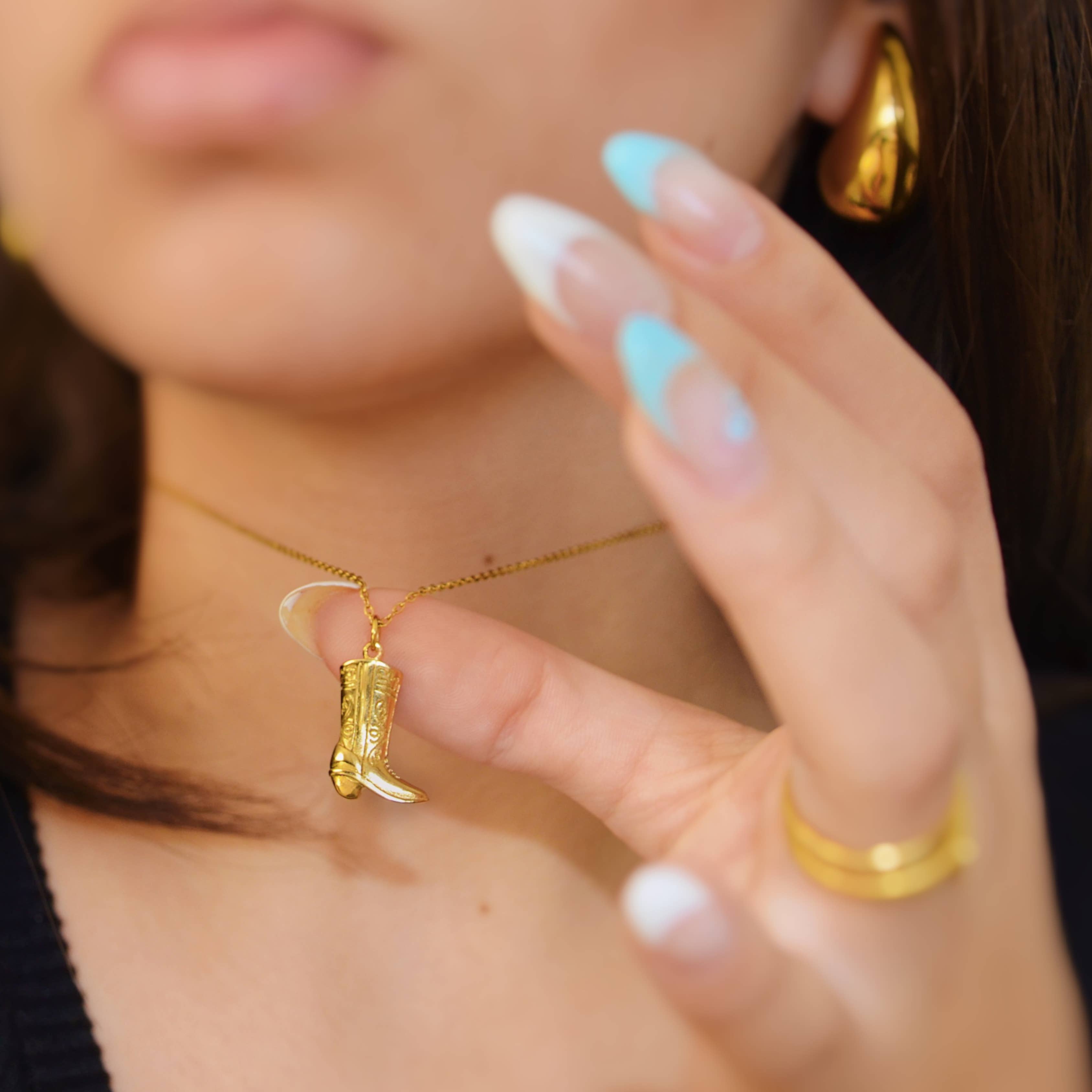 AzzaikJewelry - Wholesale Link & Chain Necklace - Cowboy Boot Charm Necklace Stainless Steel