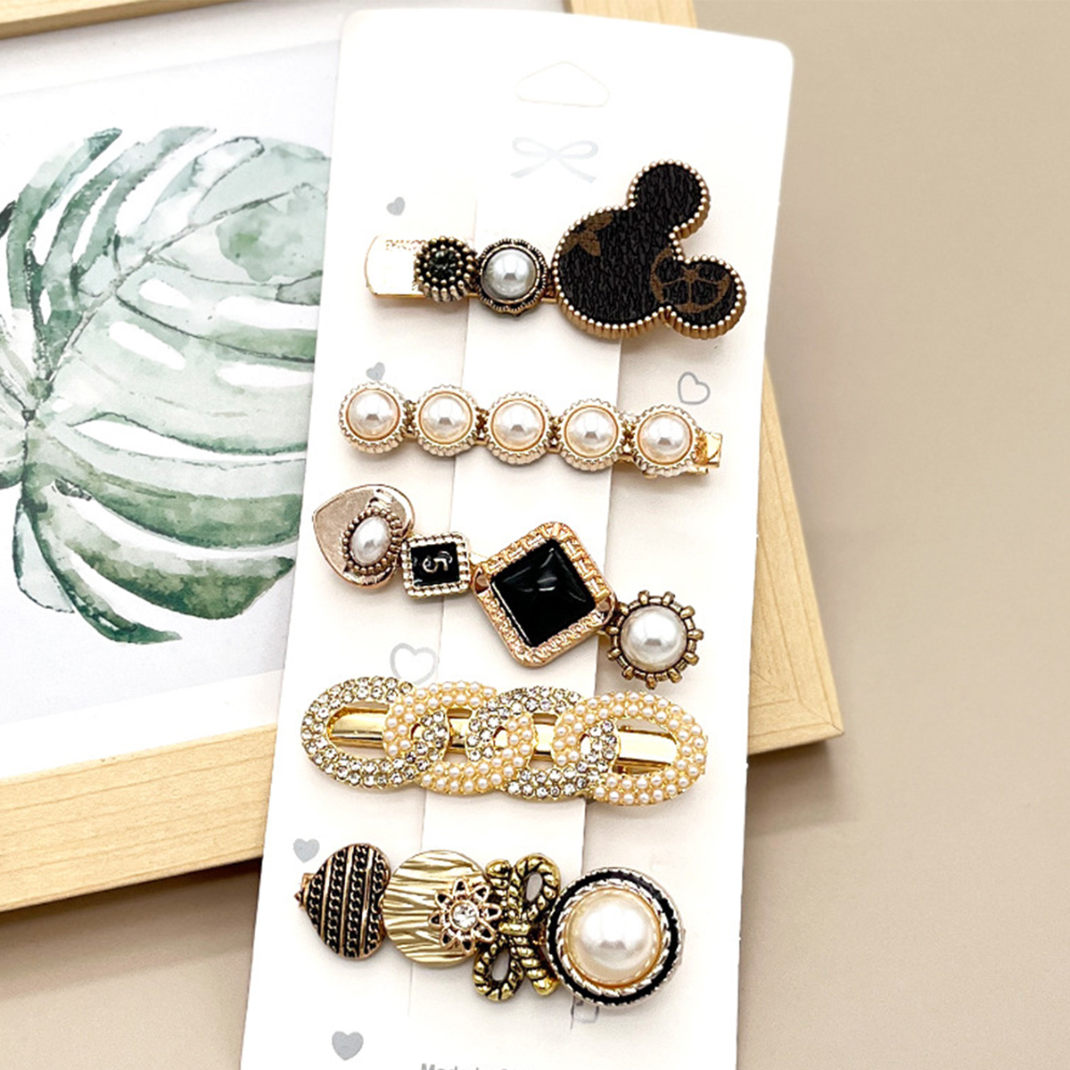 ACCITY - Wholesale Hair Clip - Women's - Rhinestone Pearl Hair Clip Set-Elegant Side Pin _CWASC0349615