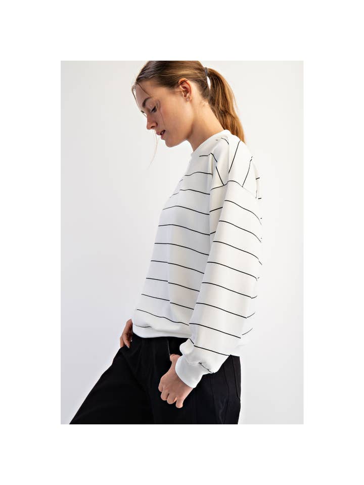 Rae Mode - Wholesale Lounge Top - Women's - MODAL SCUBA STRIPE CREW NECK TOP18