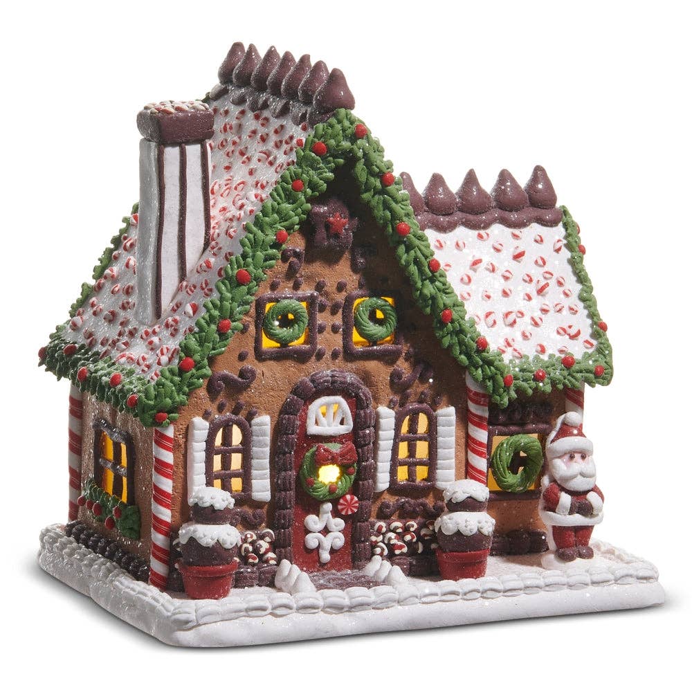 Dunn Deals - Wholesale Christmas Decoration - 9" Lighted Chocolate Frosted Gingerbread House0