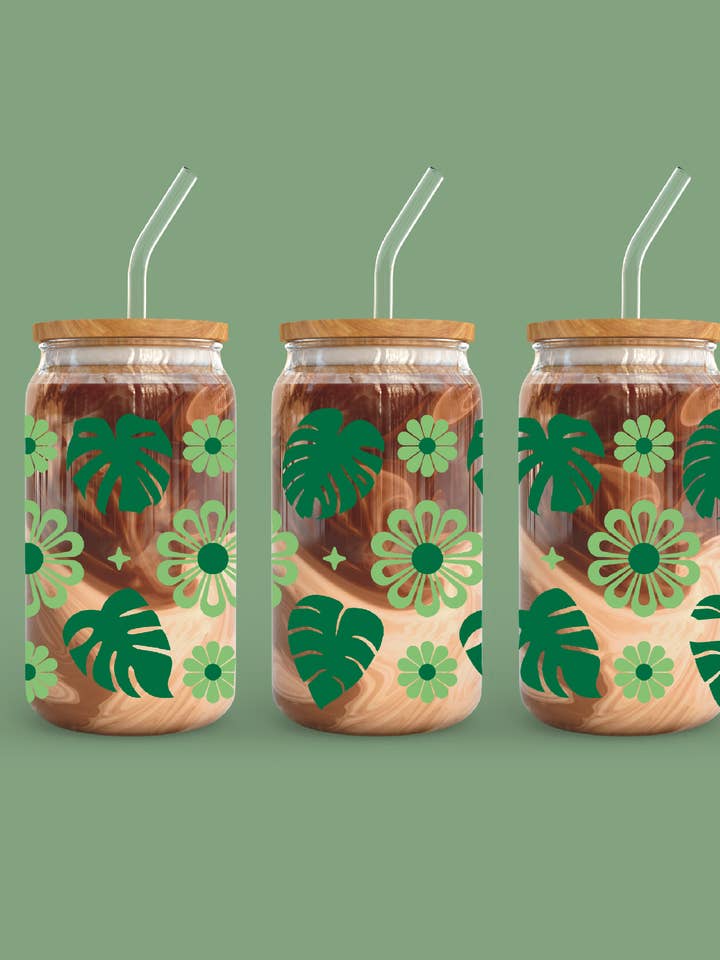 Monstera Flowers Bierblikje Glas voor wholesale door YellowBridge