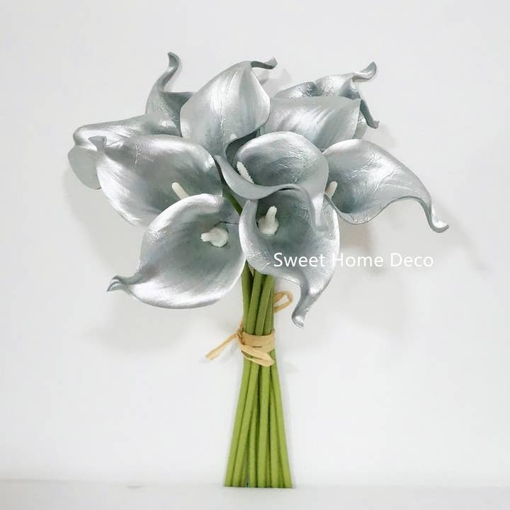 Sweet Home Deco - Wholesale Artificial Flowers - Latex Real Touch Calla Lilies Home Wedding Flowers Set of 10