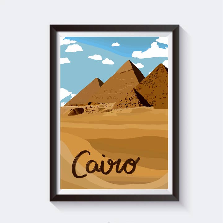 Impresión artística de viaje de El Cairo, Egipto, disponible en 6 tamaños para venta al por mayor de 2 Sisters