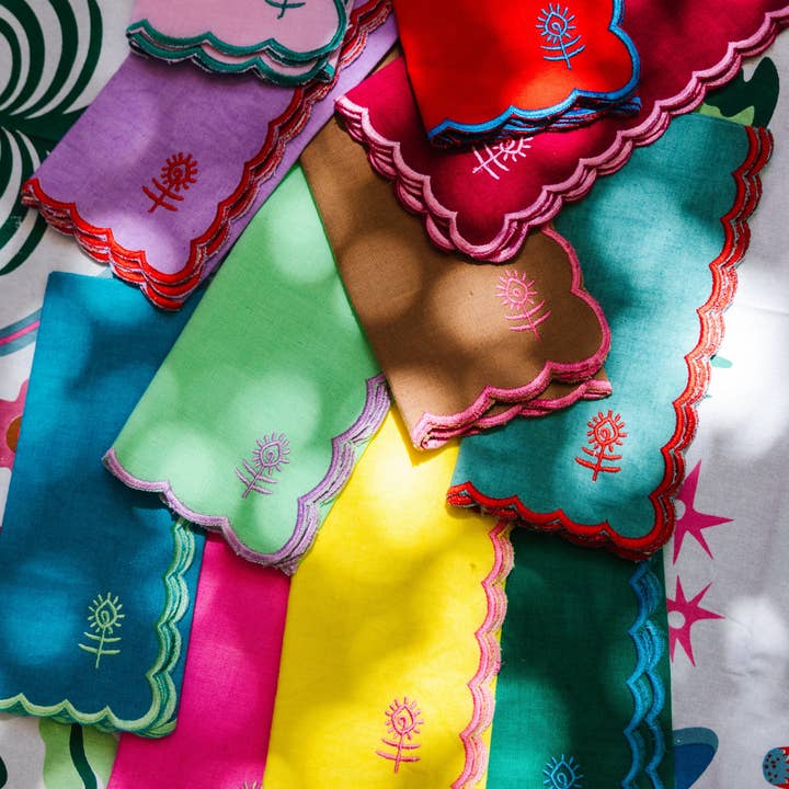 Furbish Studio - Wholesale Dinner & Cloth Napkin - Icon Linen Napkins S/4 - Hot Pink + Khaki4