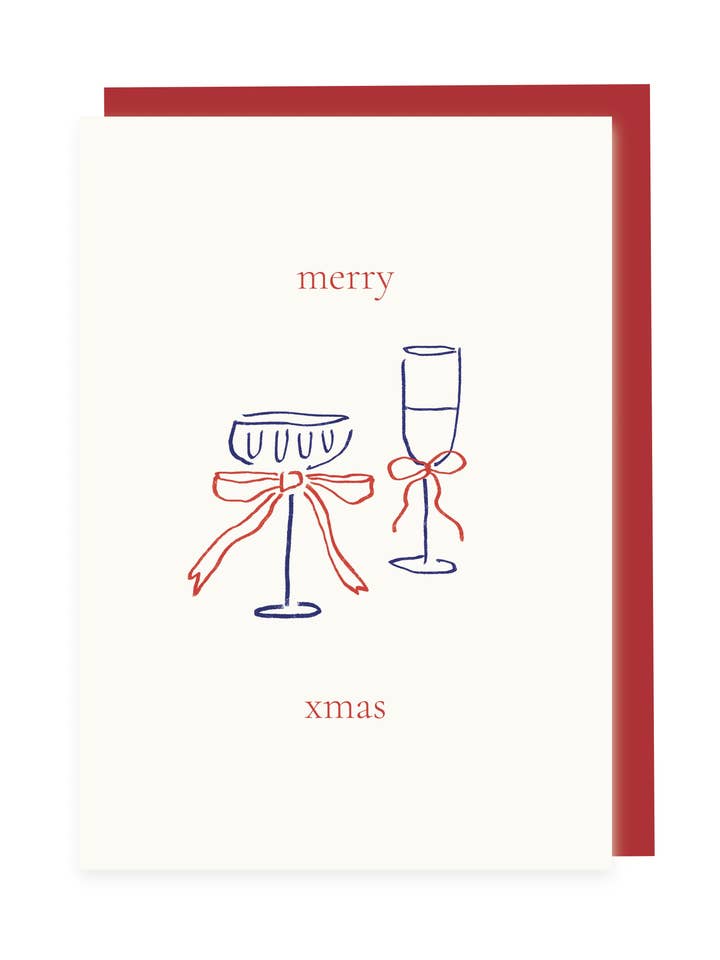 Folded card 'merry xmas' (Risograph) | Christmas card for wholesale by L'Atelier Samedi