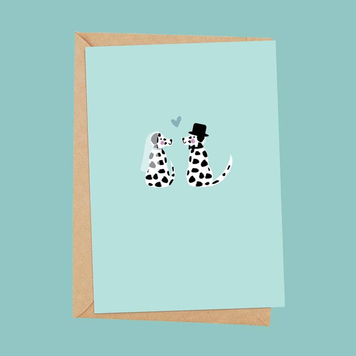 Wedding Card with Dalmatians – Cute Dog Bride and Groom for wholesale by Ta doodle dah Stationery