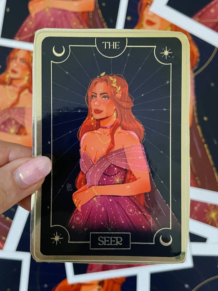 Autocollant de carte de tarot Elain - ACOTAR pour la vente par Brittany Keller Art