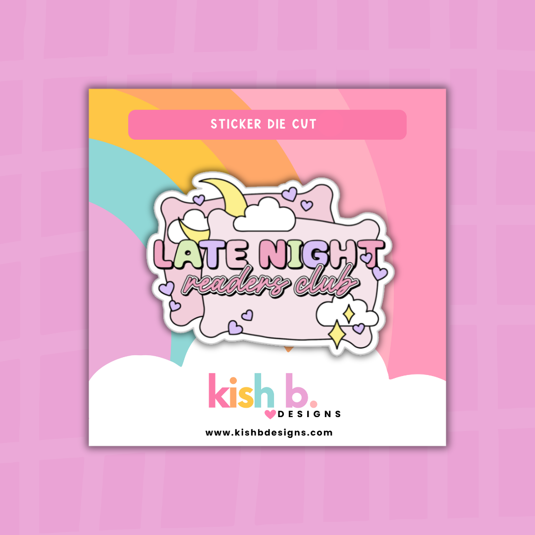 Kish B. Designs - Wholesale Sticker - Late Night Readers Club | Sticker Die Cut0