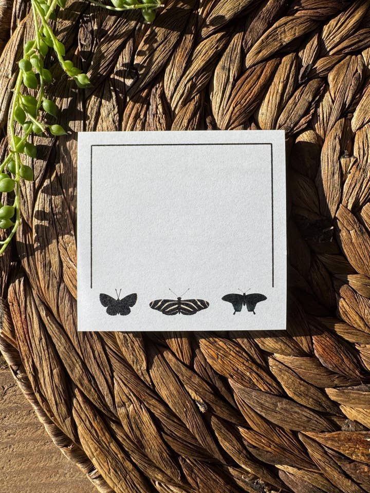 Black Butterflies Sticky Notes - Stationery, Notepad 3x3 in for wholesale by Luna Lupe Studio