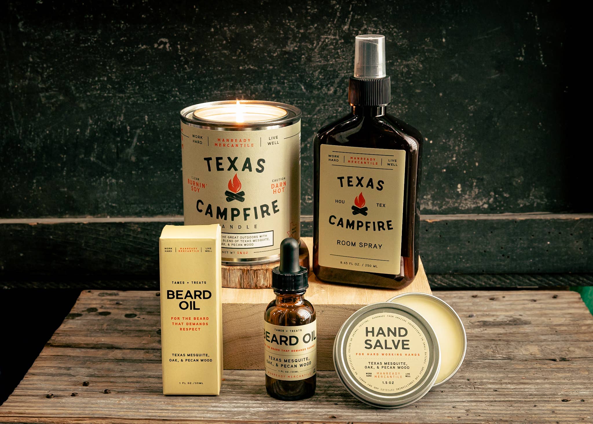 Manready Mercantile - Wholesale Jar/Filled Candle - Candle | The Americana Series | Texas Campfire3