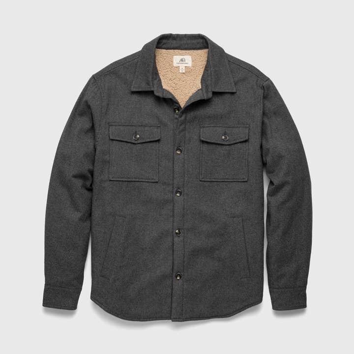 Skip Sherpa Lined Shirt Jacket - Charcoal Heather for wholesale by SURFSIDESUPPLY