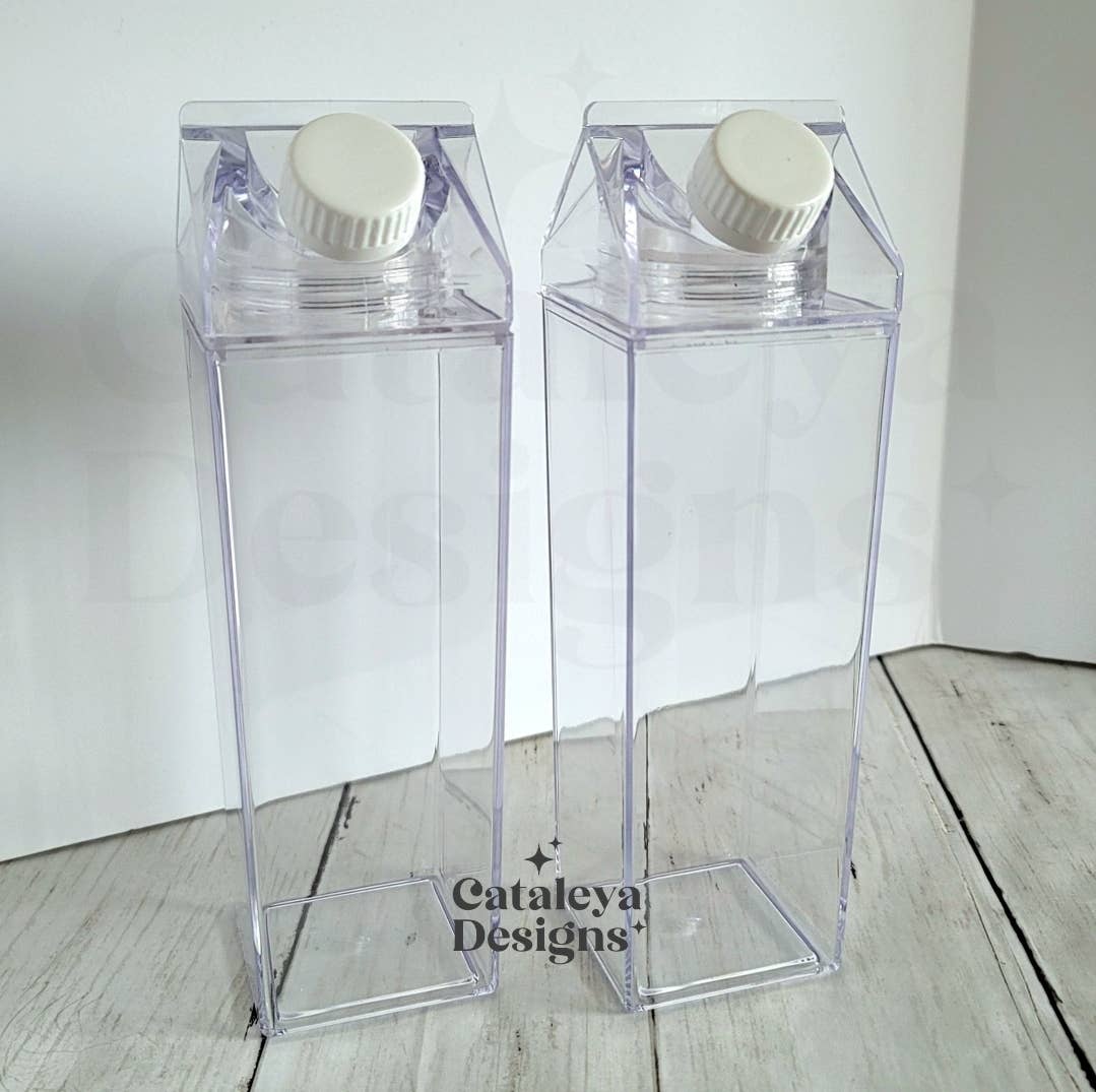 Cataleya Designs Studio LLC - Wholesale Water Bottle - Clear Milk Carton Waterbottle 500ml, Acrylic Travel Bottle3