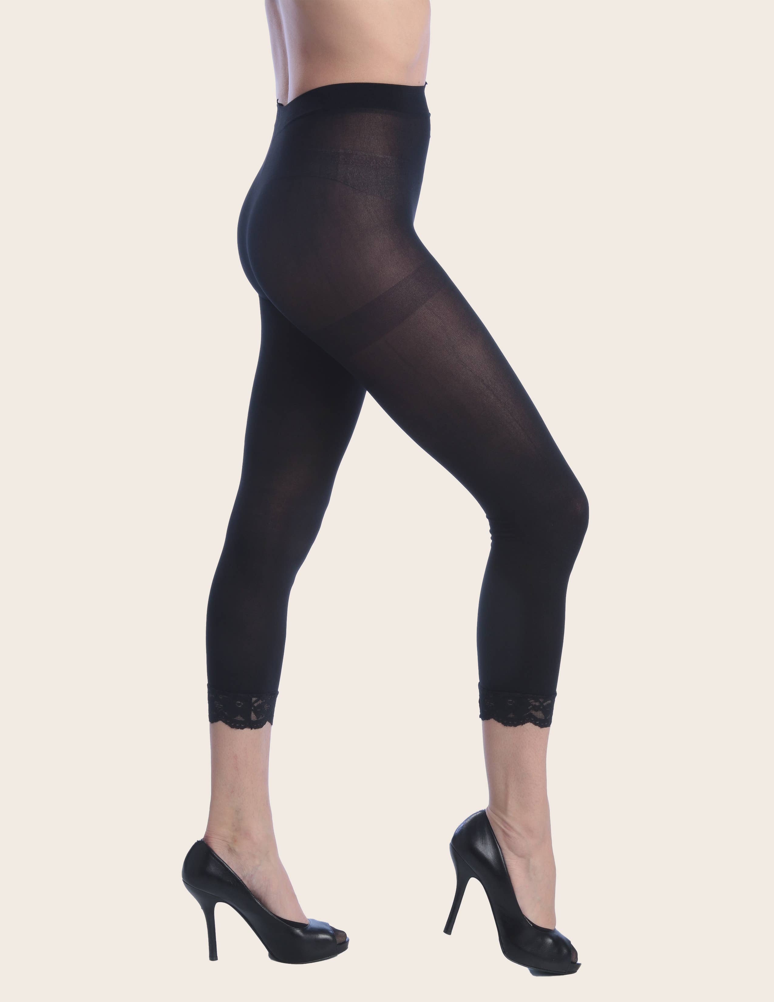 Isadora, Tipi toe, & James Fiallo - Wholesale Pantyhose - Women's - Isadora Women Ultra-Soft Opaques Footless Capri Lace Tights0