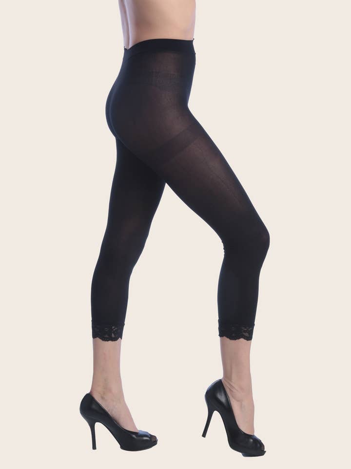 Isadora, Tipi toe, & James Fiallo - Wholesale Pantyhose - Women's - Isadora Women Ultra-Soft Opaques Footless Capri Lace Tights