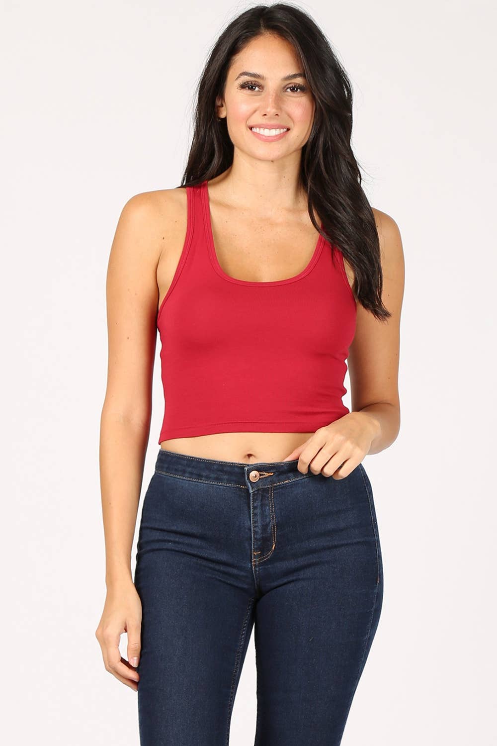 Color 5 – wholesale Tank top – Women′s – Solid color cotton lycra cropped tank top with racer back9