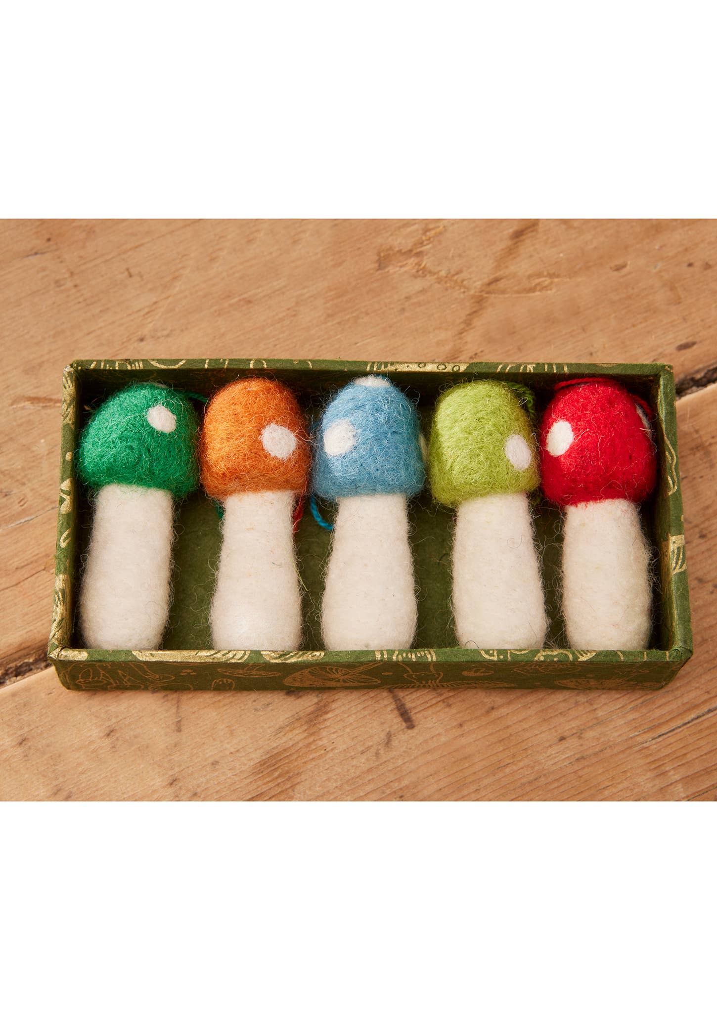 Namaste - Vendita all'ingrosso Decorazione natalizia - Set di 5 decorazioni a forma di fungo in feltro3