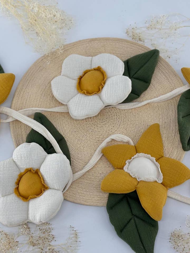 Boho cotton muslin garland | Nursery garland flowers for wholesale by Velvet White