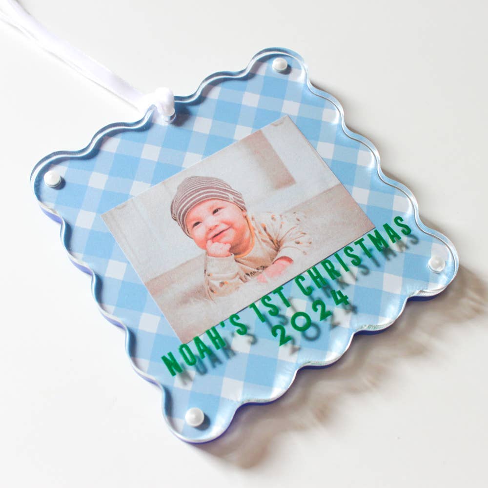 Clairebella Personalized Gifts & Pillows - Wholesale Ornament - Gingham Frame | Custom Photo Frame | Ornament Picture Frame1