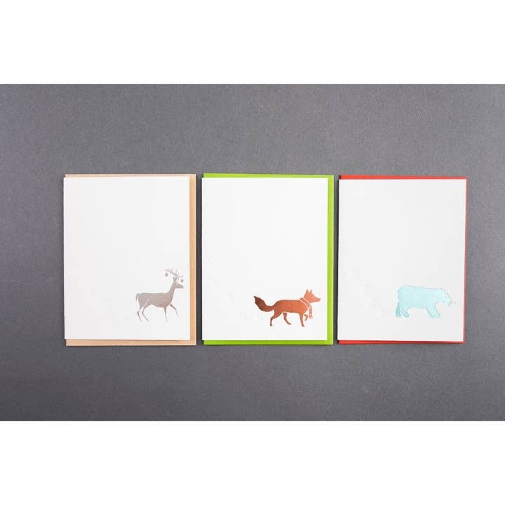 Porchlight Press Letterpress – Großhandel Weihnachtskarte – Snow Tracks Deer Karte3