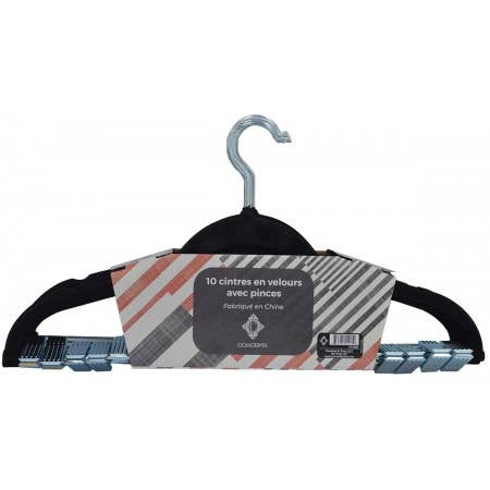 Concepts In Time - Wholesale Clothes Hangers - Concepts 10pk Velvet Flocked Hangers – With 2 Metal Clips