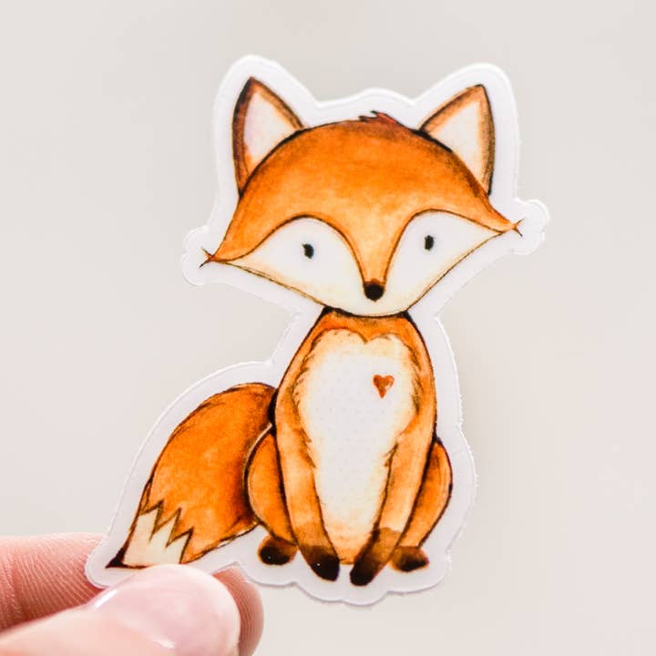 Adesivo in vinile trasparente con scritta «Little Fox», dimensioni: 3 x 8 cm per la vendita all'ingrosso da parte di Savannah and James Co