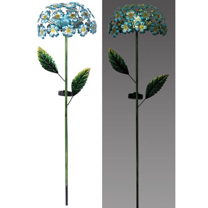 Hydrangea Solar Stake-Blue voor wholesale door Sunset Vista Designs