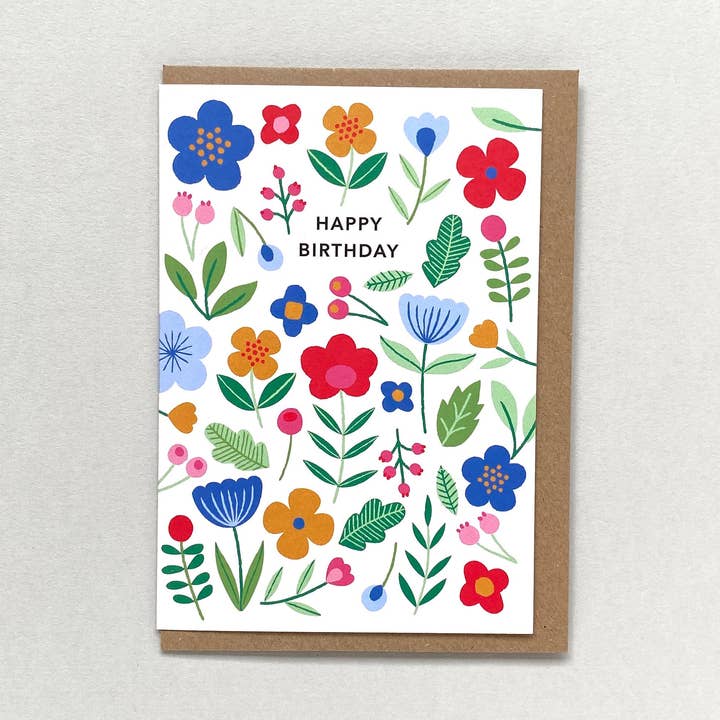 Carte de vœux - joyeux anniversaire jardin floral pour la vente par Maggie Magoo Designs