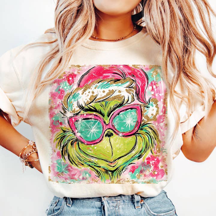 DLT Ecommerce - Wholesale T-Shirt (Graphic) - Women's - Pink Grichmas Christmas Shirt, Vintage Xmas Grichmas Sweater3